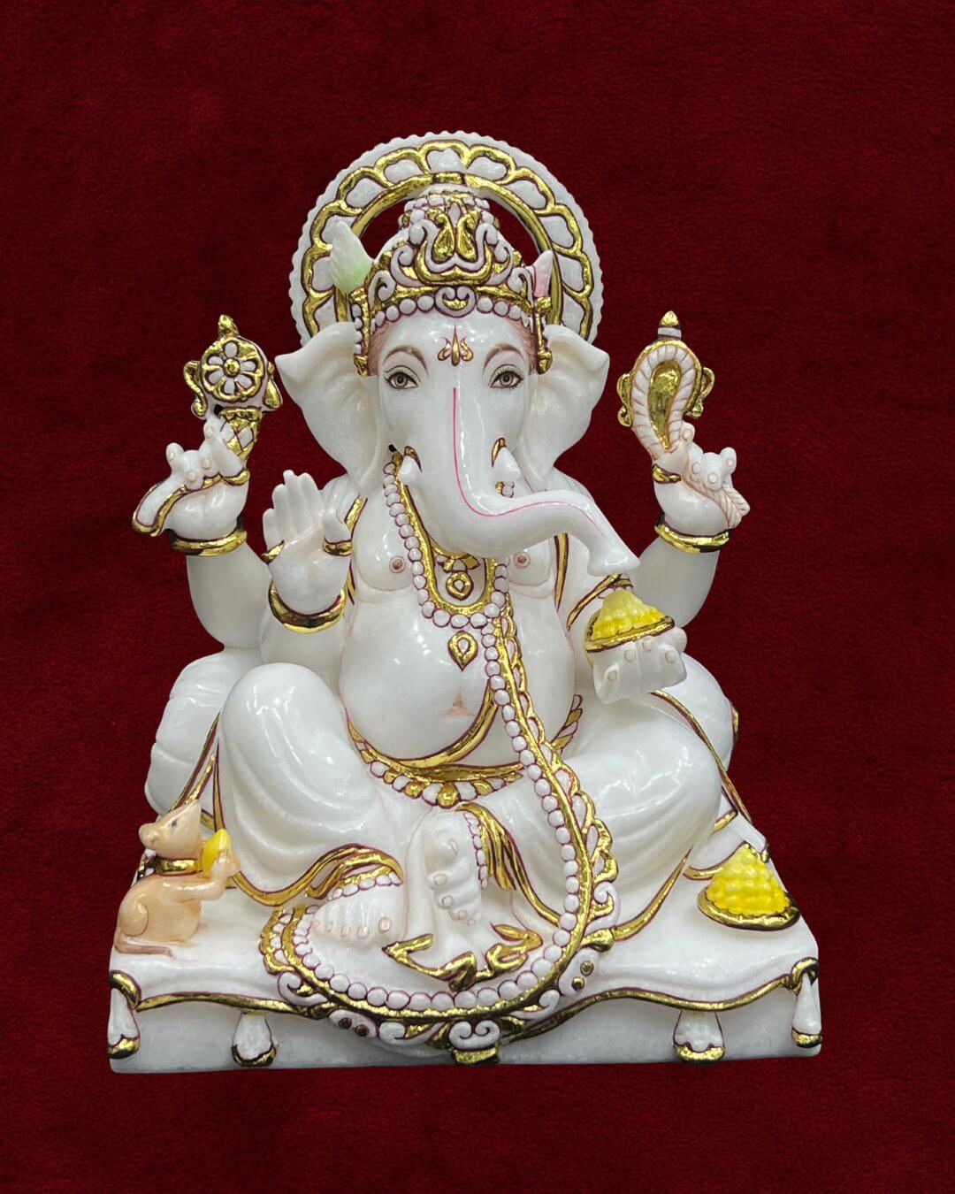 Sacred Marble Ganesh Moorti - Spiritual Essence Premium White Stone Ganpati Moorti Handcrafted Art